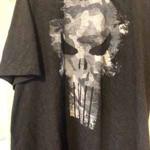 The Punisher Marvel Comics B&W Camo Skull T Shirt
